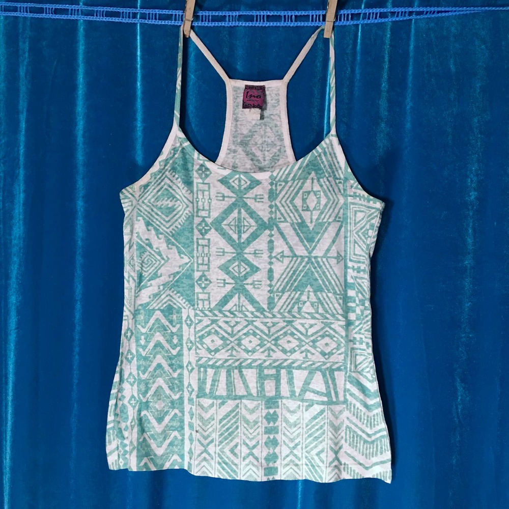 INA Aztec Tribal Print Racerback Tank Top